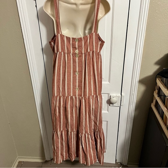 Madewell Seamed Midi Dress in Stripe Double Rusty Torch Size 14 P2 - Picture 4 of 9